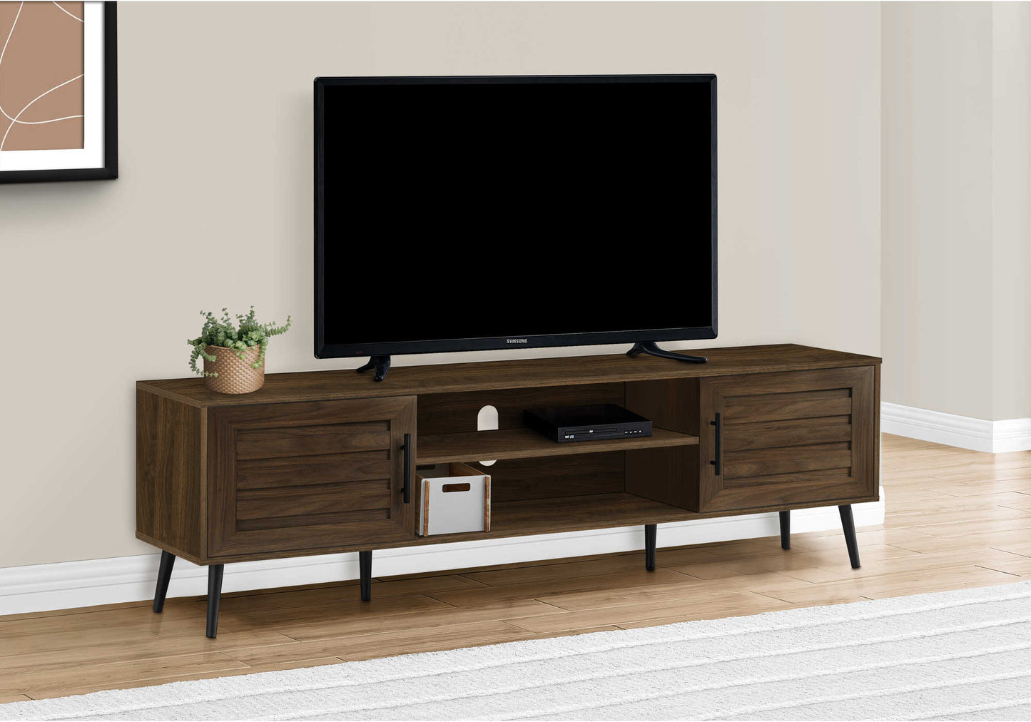 EGI-2717 / TV STAND - 72"L / BROWN WOOD-LOOK WITH 2 DOORS