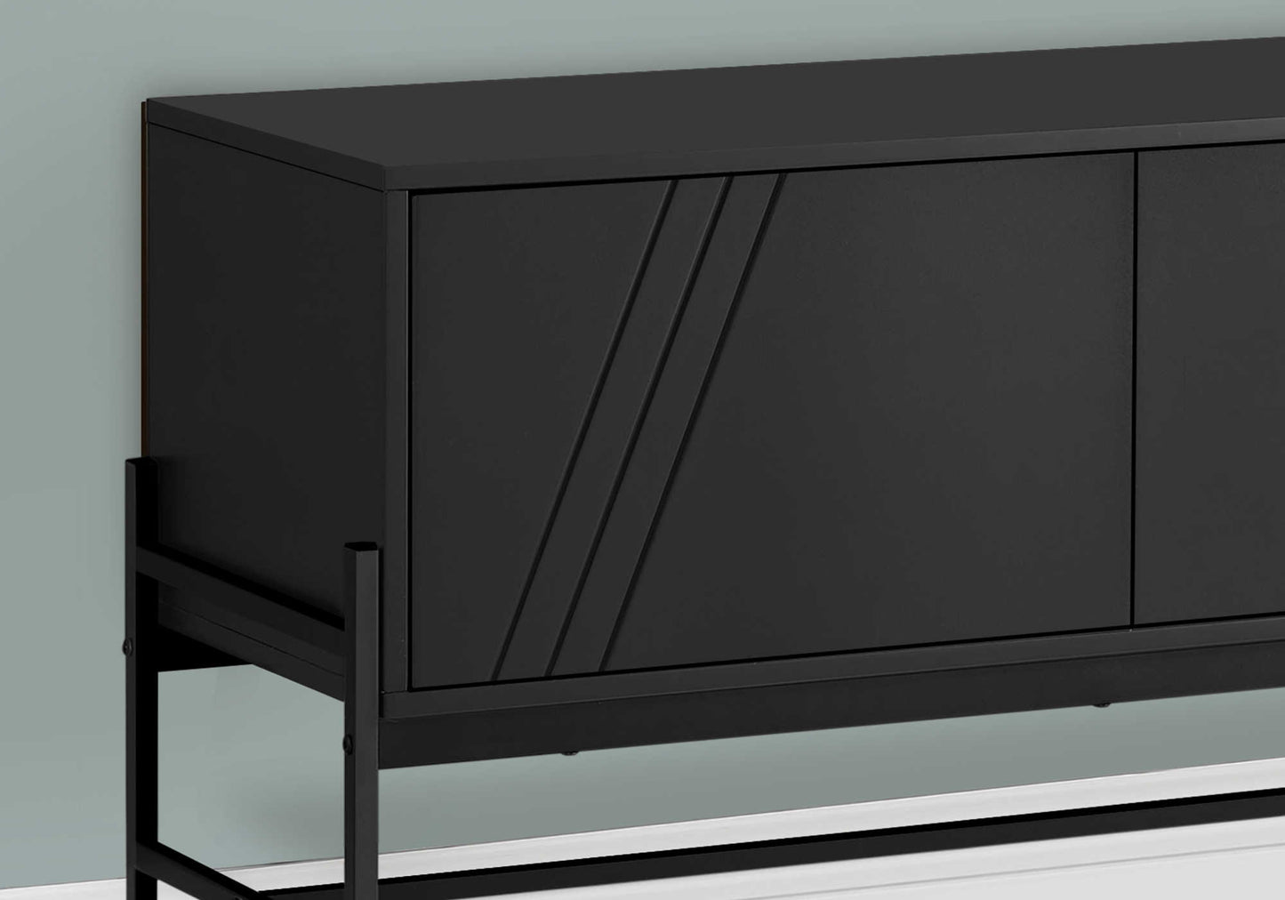 TV STAND - 60"L / BLACK / BLACK METAL WITH STORAGE ETV-2734