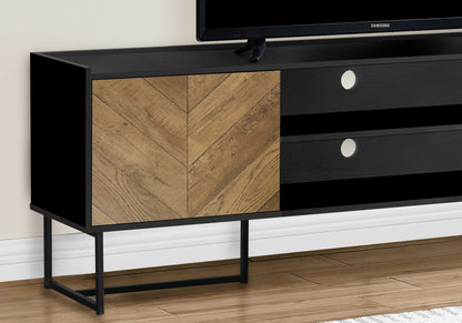 TV STAND - 72"L / BLACK / METAL WITH 2 WOOD-LOOK DOORS ETV-2752