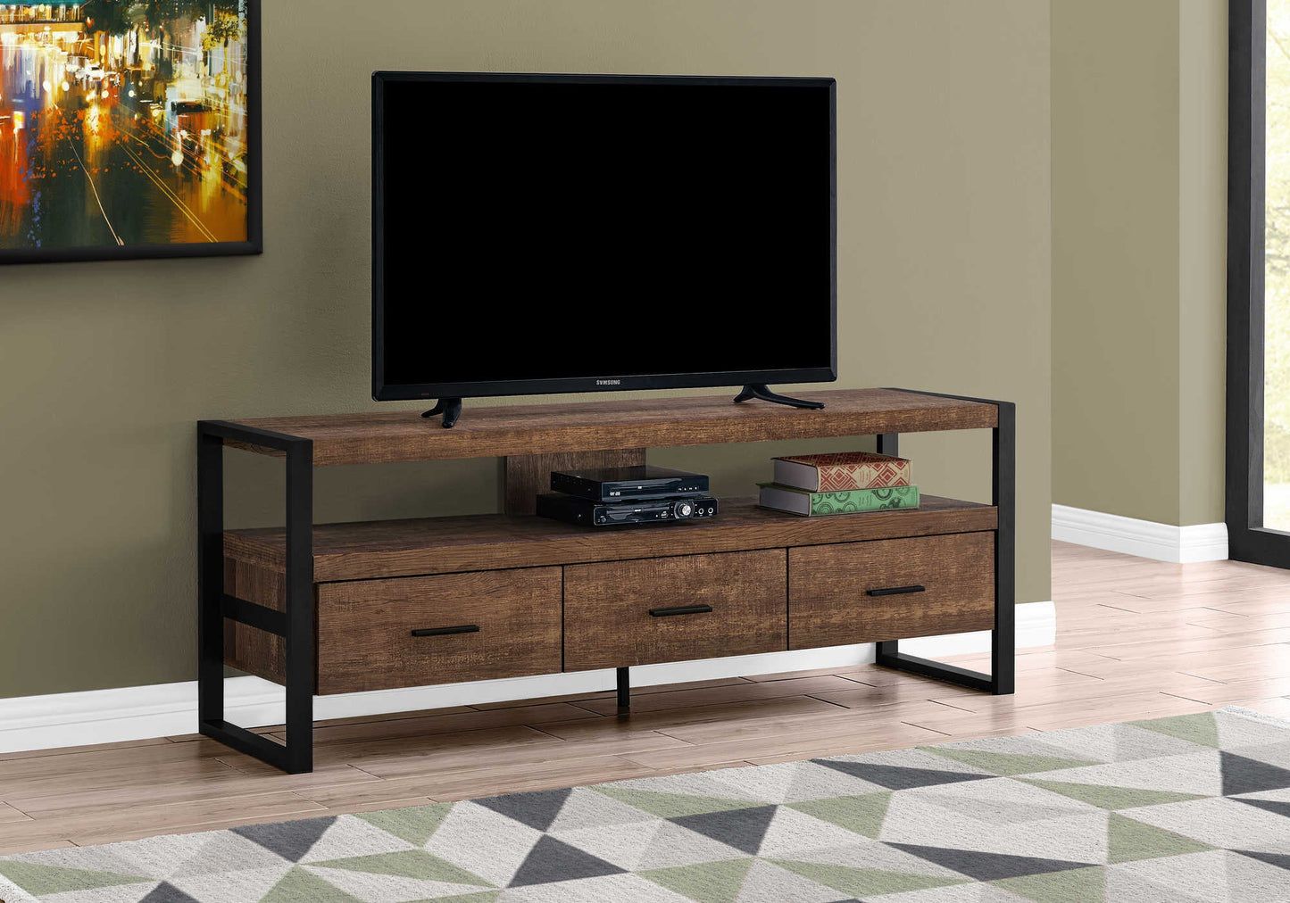 TV STAND - 60"L / BROWN RECLAIMED WOOD-LOOK / 3 DRAWERS SKU: ETV- 2820