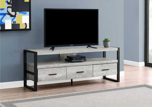 TV STAND - 60"L / GREY RECLAIMED WOOD-LOOK / 3 DRAWERS ETV-2821