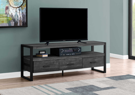 TV STAND - 60"L / BLACK RECLAIMED WOOD-LOOK / 3 DRAWERS ETV-2823