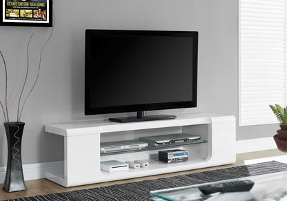 TV STAND - 60"L / HIGH GLOSSY WHITE WITH TEMPERED GLASS ETV-3535