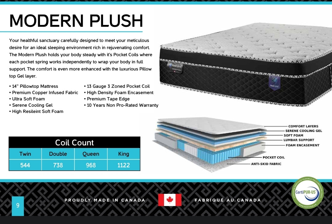 Modern Plush 14” Pillow Top with Serene Cooling Gel Pocket Coil Mattress by Rest On It Canada