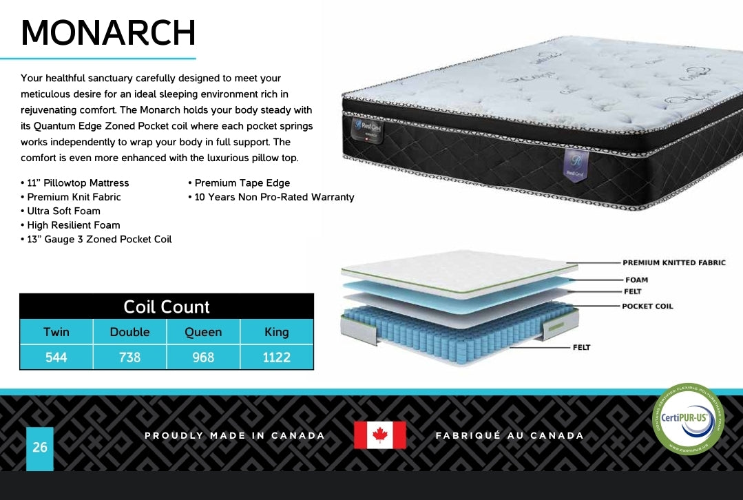 Monarch 11” Pillow Top Mattress by Rest On It Canada