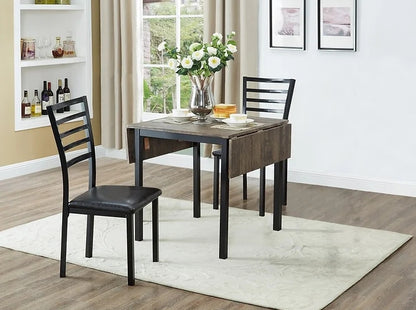 Dining Set Wood Top Black Metal Legs Chair with Leather Seating EIF-1023