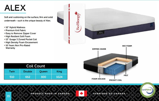 Alex 10” Hybrid Mattress Made in Canada