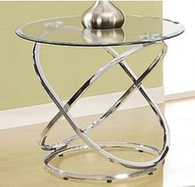 Coffee and End Table 3PC Set Glass Top Chrome Legs