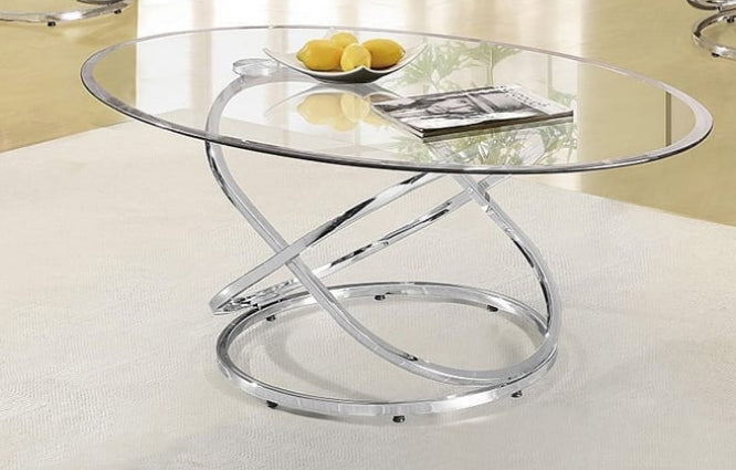 Coffee and End Table 3PC Set Glass Top Chrome Legs