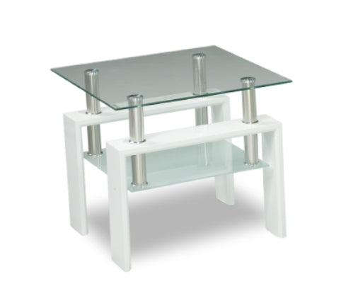 Coffee and End Table 3Pc Set Glass Top High Gloss Legs ET-2011