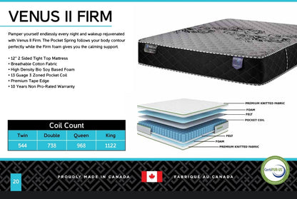 Venus Firm 12” Two-Sided Tight Top Mattress by Rest On It Canada.