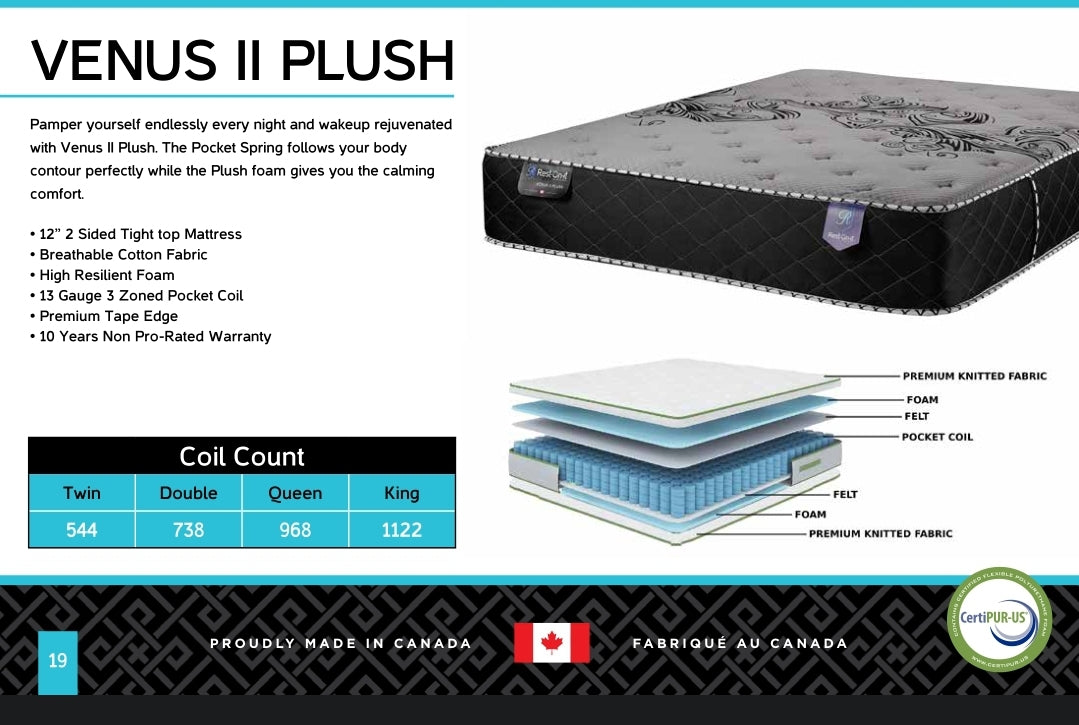 Venus Plush 12” Two-Sided Tight Top Mattress by Rest On It Canada