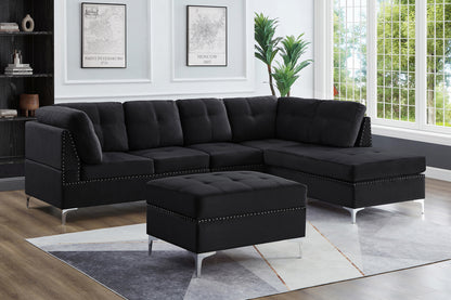 Sofa Sectional 2PC Left or Right Facing Chaise With Storage Ottoman ES-1233