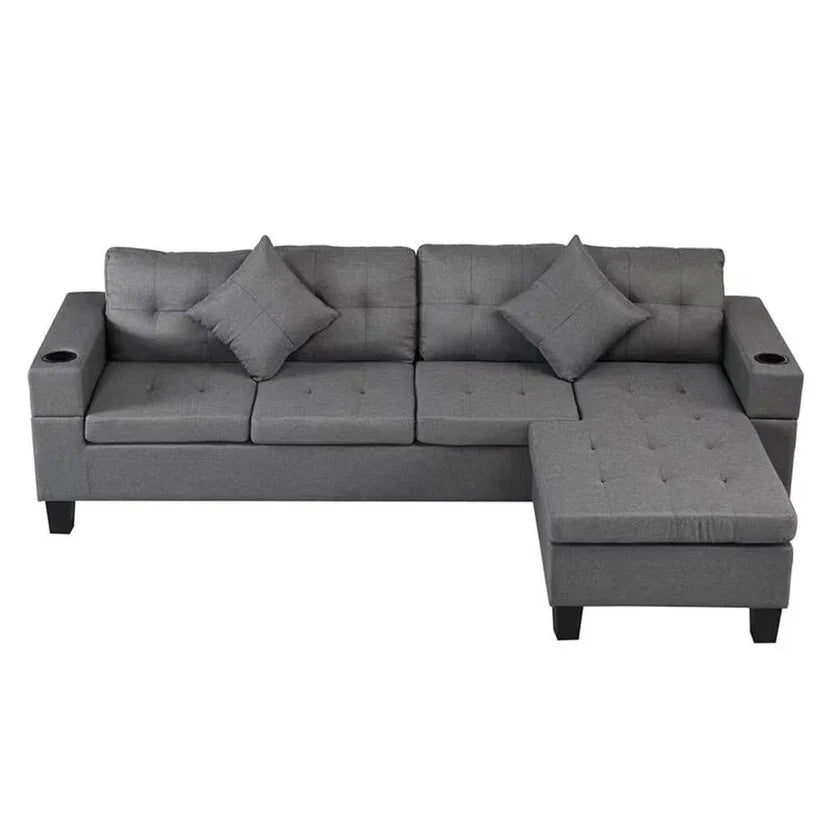 Sofa Sectional 2 Piece Linen Fabric Left or Right Facing Chaise  ES-1234