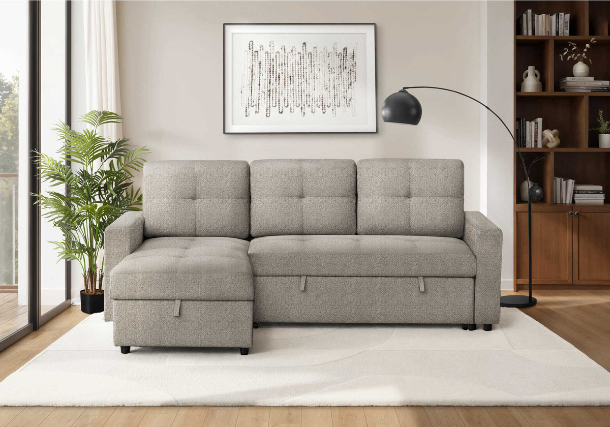 Sectional Sofa Bed With Left or Right Facing Chaise with Storage