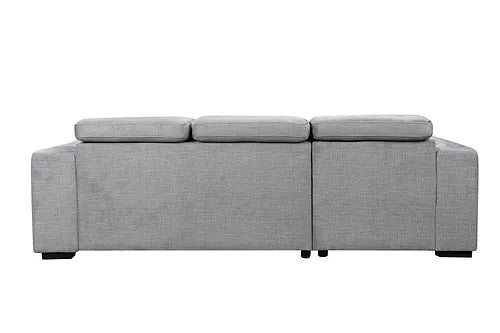 Sofa Bed Sectional with Charging Station Grey Fabric LHF