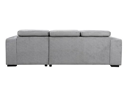 Sofa Bed Sectional with Charging Station Grey Fabric RHF