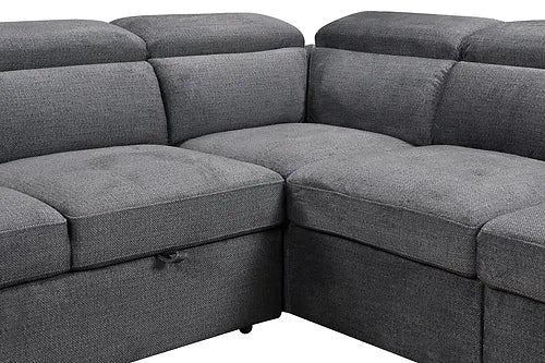 Sectional Sofa Bed Grey Fabric