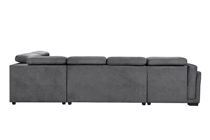 Sectional Sofa Bed Grey Fabric