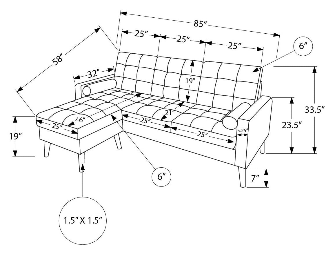 SOFA SECTIONAL - LOUNGER - L/R FACING WITH 2 PILLOWS