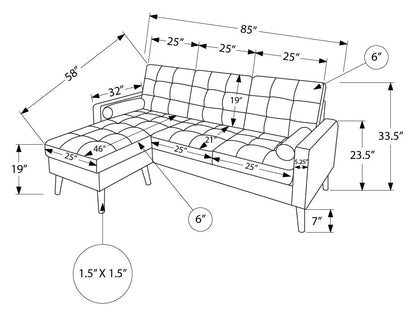 SOFA SECTIONAL - LOUNGER - L/R FACING WITH 2 PILLOWS